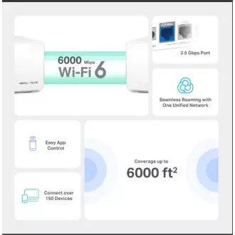 TP-Link WiFi-Router Mercusys Halo H90X(3er-Pack) WiFi 6, AX6000, 1x 2.5GLAN, 2x GLAN TP-Link WiFi-Router Mercusys Halo H90X(3er-Pack) WiFi 6, AX6000, 1x 2.5GLAN, 2x GLAN