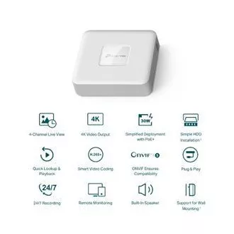 TP-LINK VIGI NVR1104H-4P 4-Kanal, 4x Lan mit PoE, 2x USB