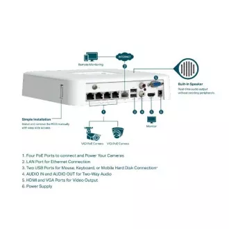TP-LINK VIGI NVR1104H-4P 4-Kanal, 4x Lan mit PoE, 2x USB