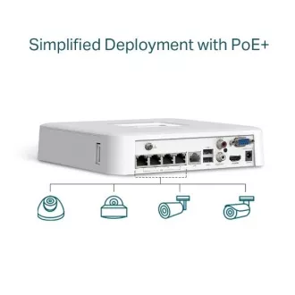 TP-LINK VIGI NVR1104H-4P 4-Kanal, 4x Lan mit PoE, 2x USB