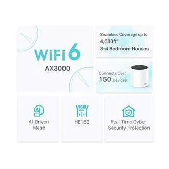 TP-Link Deco X55(2er-Pack) - AX3000 Wi-Fi 6 Mesh-System für die Abdeckung des gesamten Hauses - HomeShield - (2er-Pack)