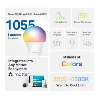 TP-Link Tapo L535E, Smart Wi-Fi LED-Glühbirne Farbe, 2500-6500K, E27