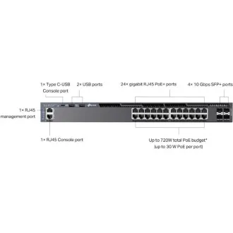 TP-Link SG6428XHP Omada 24-Port Gigabit RJ45 stapelbarer L3 PoE Switch, 720 W PoE Gesamtbudget TP-Link SG6428XHP Omada 24-Port Gigabit RJ45 stapelbarer L3 PoE Switch, 720 W PoE Gesamtbudget