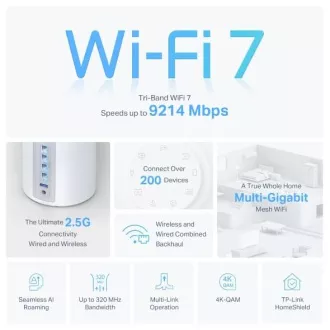 TP-Link Deco BE65(3er-Pack) BE9300 Tri-Band Mesh WiFi 7 System für das ganze Haus, 4x 2.5GLAN, USB, 2.4/5/6GHz, HomeShi TP-Link Deco BE65(3er-Pack) BE9300 Tri-Band Mesh WiFi 7 System für das ganze Haus, 4x 2.5GLAN, USB, 2.4/5/6GHz, HomeShi