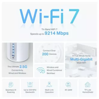 TP-Link Deco BE65(3er-Pack) BE9300 Tri-Band Mesh WiFi 7 System für das ganze Haus, 4x 2.5GLAN, USB, 2.4/5/6GHz, HomeShi TP-Link Deco BE65(3er-Pack) BE9300 Tri-Band Mesh WiFi 7 System für das ganze Haus, 4x 2.5GLAN, USB, 2.4/5/6GHz, HomeShi