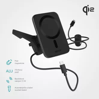 Epico Qi2 Mag ultraflaches Autoladegerät - schwarz Epico Qi2 Mag ultraflaches Autoladegerät - schwarz