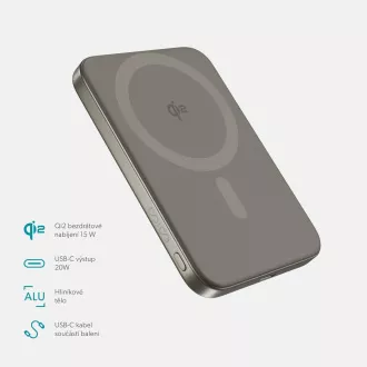 Epico Qi2 5000mAh Alu Mag  PowerBank EM51 -Titan
