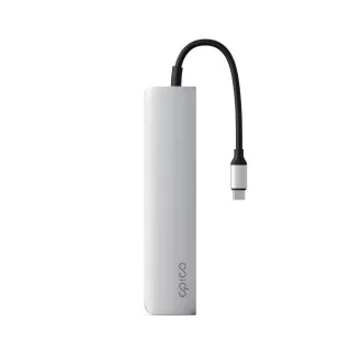 Epico 6in1 Alu Hub 8K mit USB-C Anschluss - silber