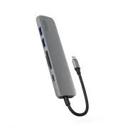Epico 6-in-1-USB-C-Hub aus Aluminium mit 8K-Unterstützung – grau