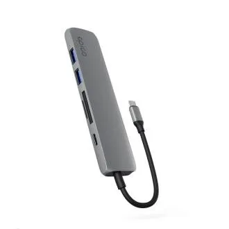 Epico 6-in-1-USB-C-Hub aus Aluminium mit 8K-Unterstützung – grau
