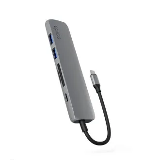 Epico 6-in-1-USB-C-Hub aus Aluminium mit 8K-Unterstützung – grau