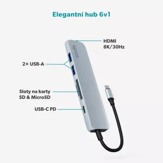 Epico 6in1 Aluminium USB-C 8K Hub - blau