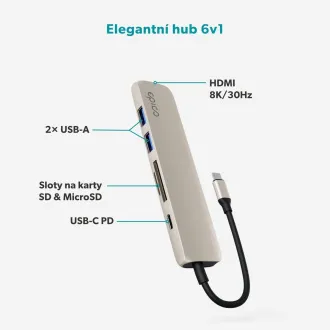 Epico 6in1 Aluminium USB-C 8K Hub - weiß