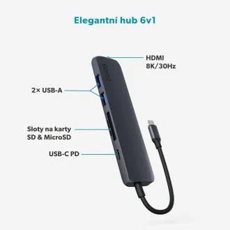 Epico 6in1 Aluminium USB-C 8K Hub - Tintenstrahl Epico 6in1 Aluminium USB-C 8K Hub - Tintenstrahl