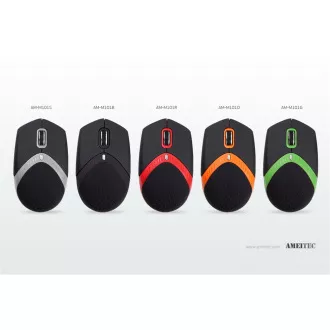 AMEI AM-M101S/Ergonomisch/Optisch/1 600 DPI/Kabellos USB/Schwarz-Silber