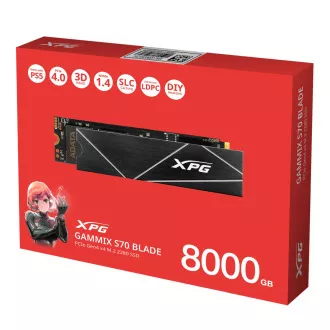 ADATA GAMMIX S70 BLADE/8TB/SSD/M.2 NVMe/Schwarz/Kühlkörper/5R ADATA GAMMIX S70 BLADE/8TB/SSD/M.2 NVMe/Schwarz/Kühlkörper/5R