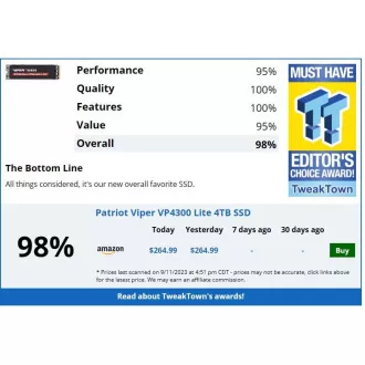 PATRIOT VP4300 Lite/4TB/SSD/M.2 NVMe/Schwarz/5R PATRIOT VP4300 Lite/4TB/SSD/M.2 NVMe/Schwarz/5R