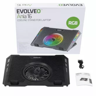 EVOLVEO Ania 16, Notebook-Kühlpad, 5x Lüfter, RGB-Hintergrundbeleuchtung