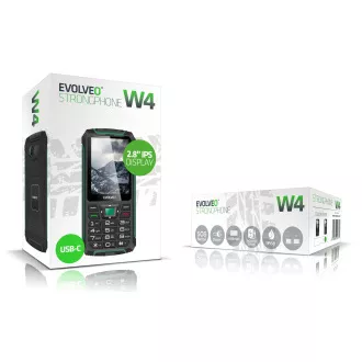 EVOLVEO StrongPhone W4, IP68 resistentes Dual SIM Telefon, 2.8" LCD, 2500mAh, Powerbank, schwarz-grün EVOLVEO StrongPhone W4, IP68 resistentes Dual SIM Telefon, 2.8" LCD, 2500mAh, Powerbank, schwarz-grün