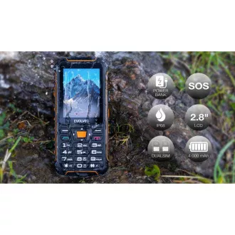 EVOLVEO StrongPhone Z6, IP68 resistentes Dual SIM Telefon, 2.8" LCD, 4000mAh, Powerbank, schwarz-orange EVOLVEO StrongPhone Z6, IP68 resistentes Dual SIM Telefon, 2.8" LCD, 4000mAh, Powerbank, schwarz-orange
