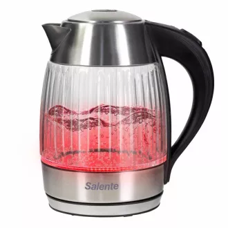 Salente StripeGlass, elektrischer Wasserkocher 1,8 l, Edelstahl/Glas, rote Hintergrundbeleuchtung Salente StripeGlass, elektrischer Wasserkocher 1,8 l, Edelstahl/Glas, rote Hintergrundbeleuchtung