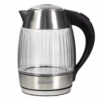 Salente StripeGlass, elektrischer Wasserkocher 1,8 l, Edelstahl/Glas, rote Hintergrundbeleuchtung Salente StripeGlass, elektrischer Wasserkocher 1,8 l, Edelstahl/Glas, rote Hintergrundbeleuchtung
