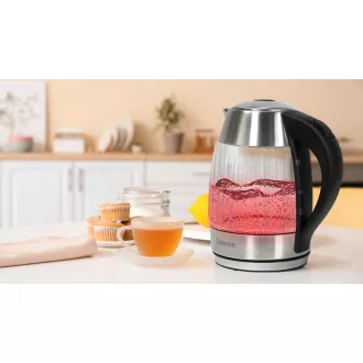 Salente StripeGlass, elektrischer Wasserkocher 1,8 l, Edelstahl/Glas, rote Hintergrundbeleuchtung Salente StripeGlass, elektrischer Wasserkocher 1,8 l, Edelstahl/Glas, rote Hintergrundbeleuchtung