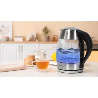 Salente StripeGlass, elektrischer Wasserkocher 1,8 l, Edelstahl/Glas, rote Hintergrundbeleuchtung Salente StripeGlass, elektrischer Wasserkocher 1,8 l, Edelstahl/Glas, rote Hintergrundbeleuchtung
