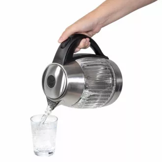 Salente StripeGlass, elektrischer Wasserkocher 1,8 l, Edelstahl/Glas, rote Hintergrundbeleuchtung Salente StripeGlass, elektrischer Wasserkocher 1,8 l, Edelstahl/Glas, rote Hintergrundbeleuchtung