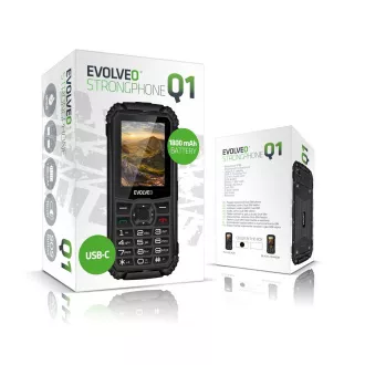 EVOLVEO StrongPhone Q1, IP68 widerstandsfähiges Dual SIM Telefon, 2.4" LCD, 1800mAh, schwarz EVOLVEO StrongPhone Q1, IP68 widerstandsfähiges Dual SIM Telefon, 2.4" LCD, 1800mAh, schwarz