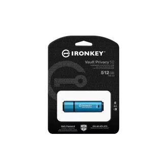 Kingston Ironkey Vault Privacy 50/512GB/USB 3.2/USB-A/Blau Kingston Ironkey Vault Privacy 50/512GB/USB 3.2/USB-A/Blau