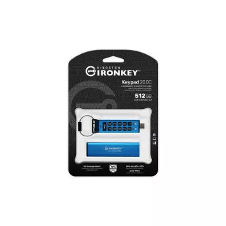 Kingston IronKey-Tastatur 200C/512GB/USB 3.2/USB-C/Blau