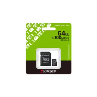 Kingston Canvas Select Plus/Micro SDXC/64GB/UHS-I U1/Klasse 10/  Adapter