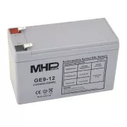 MHPower GE9-12 Gel-Batterie 12V/9Ah, Faston F2 - 6,3mm, Deep Cycle