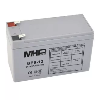 MHPower GE9-12 Gel-Batterie 12V/9Ah, Faston F2 - 6,3mm, Deep Cycle