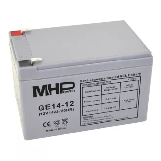 MHPower GE14-12 Gel-Batterie 12V/14Ah, Faston F2 - 6,3mm, Deep Cycle MHPower GE14-12 Gel-Batterie 12V/14Ah, Faston F2 - 6,3mm, Deep Cycle