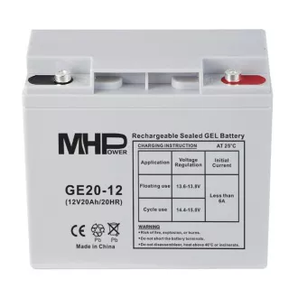 MHPower GE20-12 Gel-Batterie 12V/20Ah, Klemme T1 - M5, Deep Cycle MHPower GE20-12 Gel-Batterie 12V/20Ah, Klemme T1 - M5, Deep Cycle