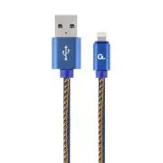 Gembird geflochtenes Denim USB-A/Lightning Kabel 2m