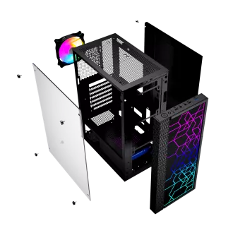 Gembird Computer Fornax 2500 ARGB/Midi Tower/Transparent/Schwarz Gembird Computer Fornax 2500 ARGB/Midi Tower/Transparent/Schwarz