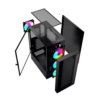 Gembird Fornax 4000 ARGB/Midi Tower/Transparent/Schwarz Gembird Fornax 4000 ARGB/Midi Tower/Transparent/Schwarz
