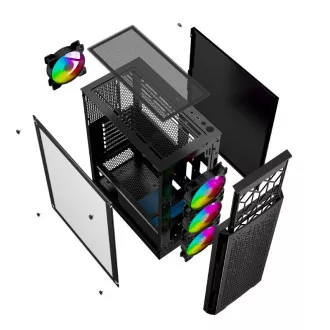 GEMBIRD Fornax 400X/Midi Tower/Transpar./Schwarz