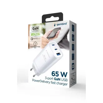 GEMBIRD PD Ladegerät 1xUSB-A 2xUSB-C 67W weiß GEMBIRD PD Ladegerät 1xUSB-A 2xUSB-C 67W weiß