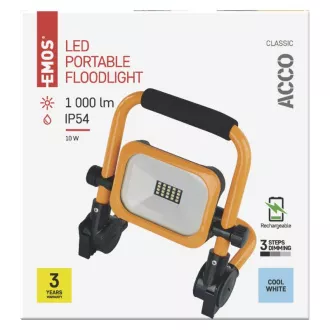 EMOS TRAGBARER WIEDERAUFLADBARER LED-SCHEINWERFER ACCO 10W, 1000LM, IP54