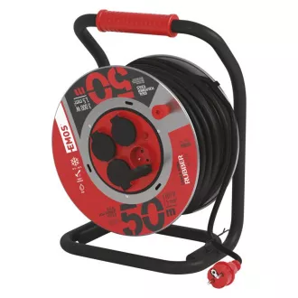 EMOS TROMMEL METALL 50M,4Z; 1,5MM, GUMMI/GUMMI