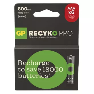 GP Wiederaufladbare Batterie. ReCyko Pro AAA (HR03) 800mAh - 6 Stück