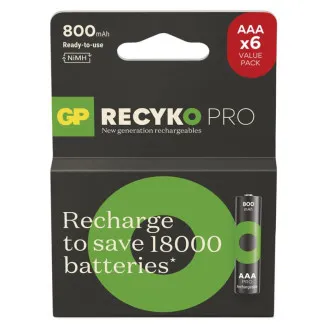 GP Wiederaufladbare Batterie. ReCyko Pro AAA (HR03) 800mAh - 6 Stück GP Wiederaufladbare Batterie. ReCyko Pro AAA (HR03) 800mAh - 6 Stück