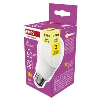 EMOS LED CLS A60 7W(60W) 806lm E27 WW EMOS LED CLS A60 7W(60W) 806lm E27 WW
