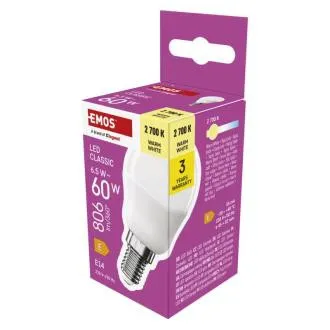 EMOS LED CLS MINI GLOBE 6,5W(60W) 806lm E14 WW EMOS LED CLS MINI GLOBE 6,5W(60W) 806lm E14 WW