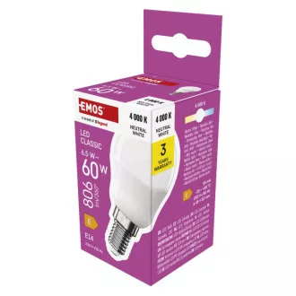 EMOS LED CLS MINI GLOBE 6,5W(60W) 806lm E14 NW EMOS LED CLS MINI GLOBE 6,5W(60W) 806lm E14 NW