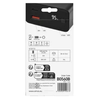 EMOS PWB NTBF20 20000MAH 65W PD 1×USB-C 1×USB-A EMOS PWB NTBF20 20000MAH 65W PD 1×USB-C 1×USB-A
